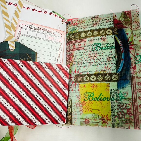Loaded Merry Christmas Junk Journal, 6 Piece Book Charm, Bookmark, More Ephemera - Picture 6 of 11